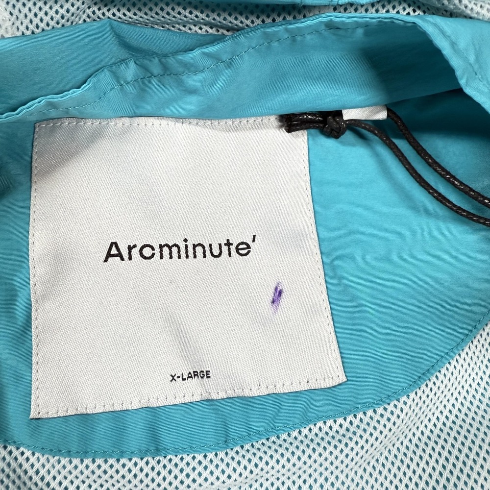 Arcminute Jacket Men XL Blue Windbreaker Hooded Zip Outerwear Street Spell Out - Picture 7 of 9